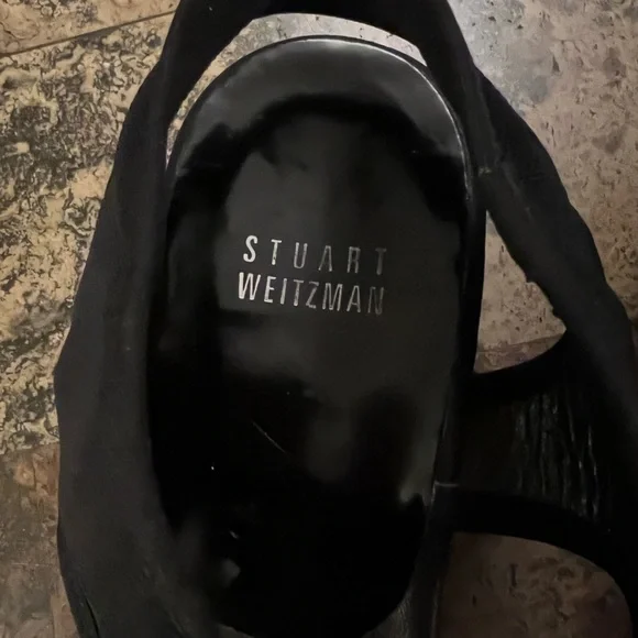 Stuart Weitzman sandal low skip on wedge Black Womans Sz 7 - Picture 6 of 7